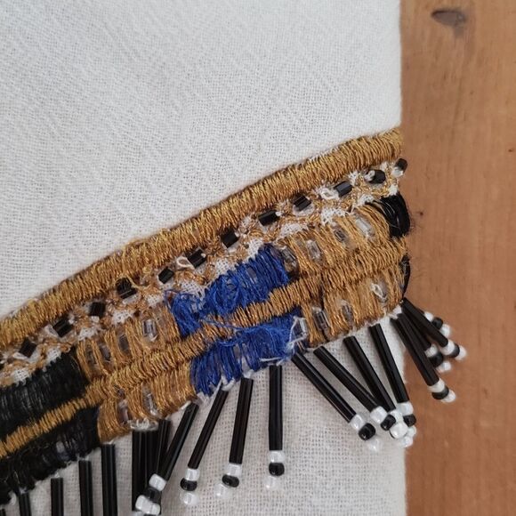 Del Lago Medium NWT Beige Long Sleeve Boho Beaded Embroidered Cropped Jacket - Picture 13 of 15